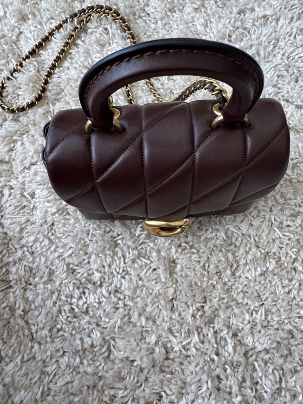Coach Quilted Tabby Top Handle small Crossbody in Maple with Gold Hardware - Picture 3 of 13